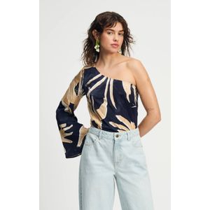 POM Amsterdam one shoulder top donkerblauw