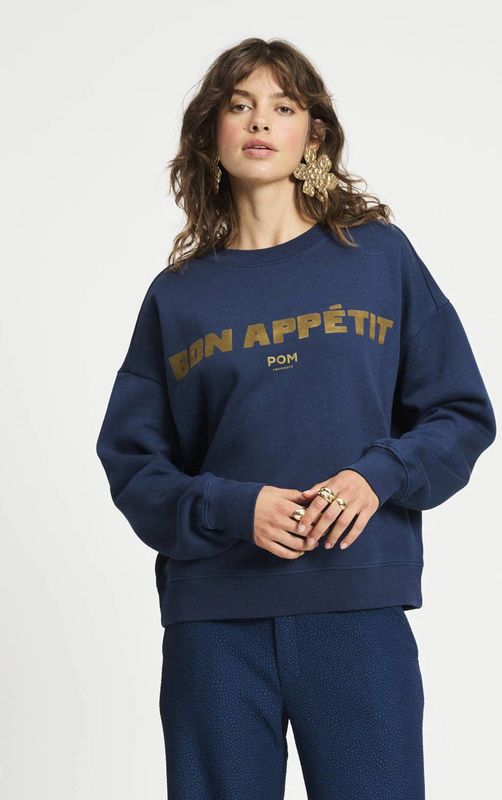 POM Amsterdam - Sweater - Donkerblauw - Regular Pasvorm - Lange Mouwen