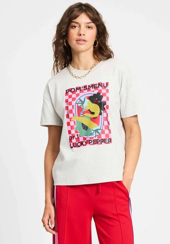 POM Amsterdam - T-Shirt SP9272 - Grijs - Dames T-shirt