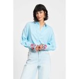 POM Amsterdam - Blouse - Lichtblauw - Katoen en Viscose - Lange Mouwen