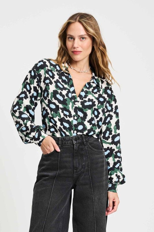 POM Amsterdam - Blouse - Multi - Rechte Mouwen - Knoopsluiting