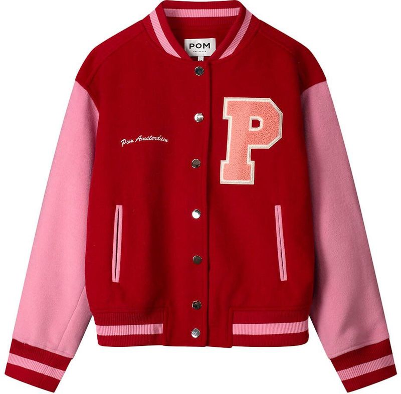 POM Amsterdam - Wollen Baseball Jacket - Rood - Jacks