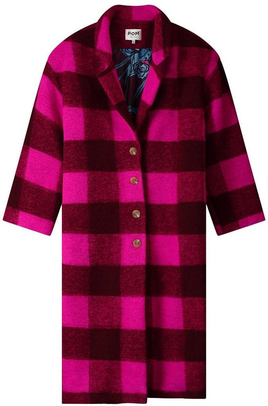 POM Amsterdam - Wollen Manteljas - Roze - Dames - Knoopsluiting - Reverskraag