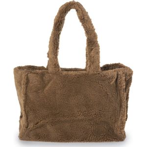 Yucka - Teddy shopper tas - Tote bag - Schoudertas - Draagtas - Handtassen dames - Met druksluiting - 36 x 28 cm - Bruin