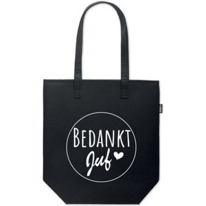 Shopper - Boodschappentas - Bedankt juf cadeau - Bedankt voor het leuke schooljaar - Juf cadeau - Afscheidscadeau - Duurzaam - RPET - zwart