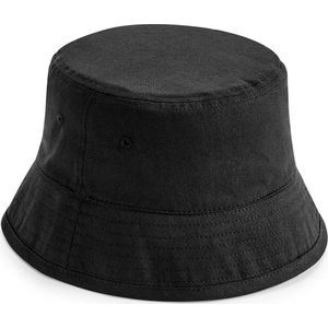 Beechfield - Bucket Hat - Hoed - Vissershoedje - Hoedje - Dames - Heren - Festival accessoires - 60 cm - L/XL - Katoen - zwart