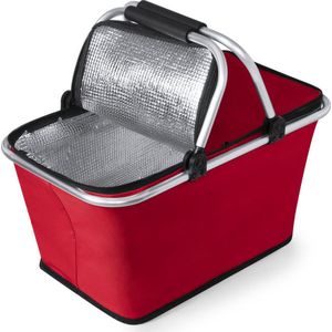 Picknickmand - Boodschappentas - Koeltas - Picknicktas - Boodschappenmand - 28 x 47 cm - 33 liter - rood