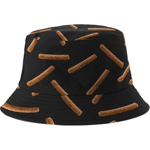 Bucket Hat - Vissershoedje - Hoedje - Heren - Dames - Frikandellen - Festival accessoires - Reversible - 58 cm - zwart