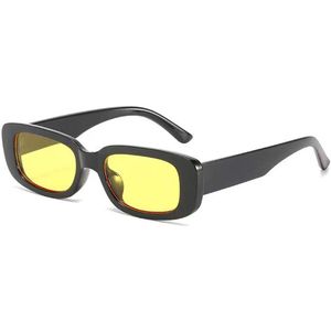 Freaky Glasses - Zonnebril classic model - Festival bril - Techno - Rave glasses - Heren - Dames - Zwart met gele lenzen