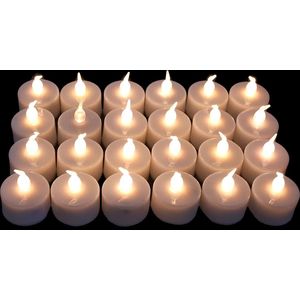 Theelichtjes - Waxinelichtjes LED - Theelichten - Op batterijen - LED verlichting - Kaarsjes - 24 stuks - wit