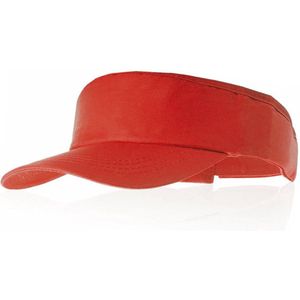 Zonneklep - Zonnepet - Zonnecap - Verstelbaar middels klittenband - Voor dames en heren - Katoen - Rood