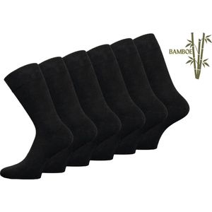 SQOTTON - Bamboe Sokken - Zwart - 6 Paar - Naadloos - Heren & Dames