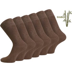 SQOTTON - Bamboe Sokken - Kastanjebruin - 6 Paar - Naadloos - Heren & Dames