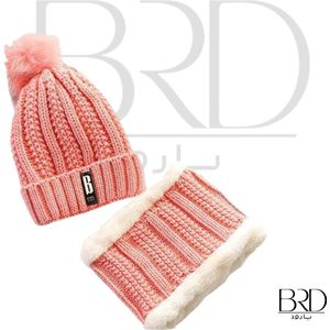 BRD® Winter | Gevoerde Roze Muts en Colsjaal Tiener Set