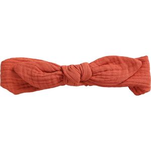 Haarband Hafsa Honing - Smalle en zachte baby haarband van hydrofiele stof met een strikje | haaraccessoires voor meisjes kinderen babies