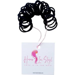 Haar in Stijl® Haarelastiek Masia Zwart - 30 stuks kleine elastiekjes - baby meisje haaraccessoires