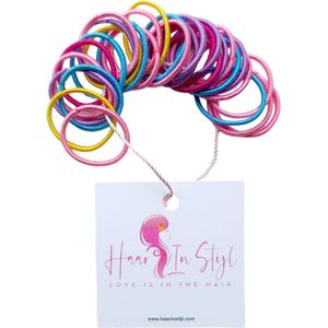 Haar in Stijl® Haarelastiek Masia Gekleurde Mix - 30 kleine elastiekjes - baby meisje haaraccessoires