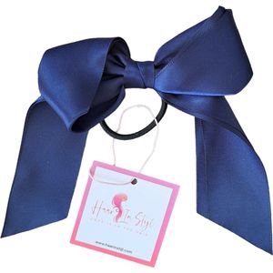 Haar in Stijl® Haarelastiek Jannah Blauw - Elastiek met een satijnen strikje