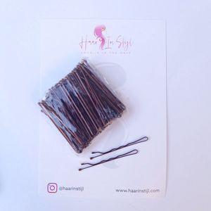 Haar in Stijl® | Bobby Pins Bruin | 100 bruine schuifspelden | haarpin haarschuifje haarspeld schuifspeld | haaraccessoires haarstyling kappers tool