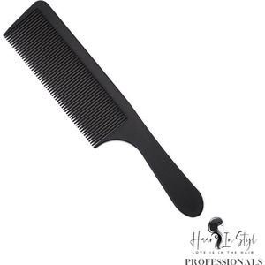 Haar in Stijl® Kam 0611 - Carbon Antistatische fijne haarkam met een handvat - brede kapperskam haartools voor kappers - carbon antistatic comb