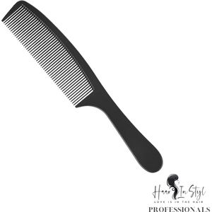 Haar in Stijl® Kam 0612 - Carbon Antistatische haarkam met een handvat - normale kapperskam haartools voor kappers - carbon antistatic comb