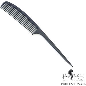 Haar in Stijl® Kam 0713 - Carbon Antistatische grove haarkam met een puntige handvat - puntkam kapperskam haartools voor kappers - carbon antistatic comb