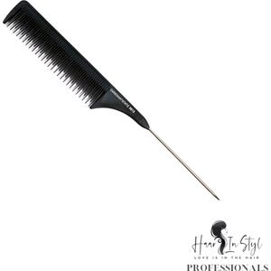 Haar in Stijl® | Kam 8613 | Carbon Antistatische puntkam met een haak