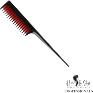 Haar in Stijl® | Kam 8600 | Red Toupeer kam | Professionele Kapperskam Rood Zwart