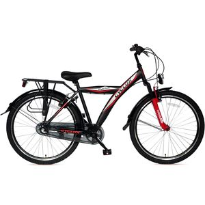 Cyclux - Astro Jongensfiets - Zwart Rood - Stalen Frame - 24 Inch