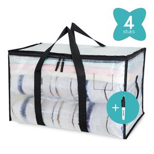 Damster XL opbergtassen - big shopper met rits - 4 stuks - waterdicht - transparant