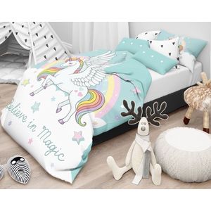 Junior dekbedovertrek Believe in magic - Unicorn - katoen - 120x150 + 40x60 cm