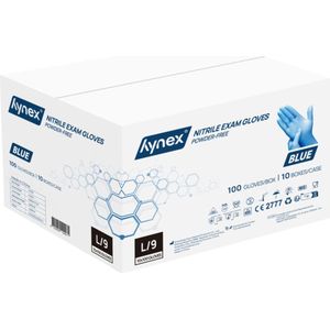 Hynex Nitril Wegwerphandschoenen 3,5g Maat L - 1000 stuks - Blauw - Poedervrij - Latex vrij - Niet Steriel