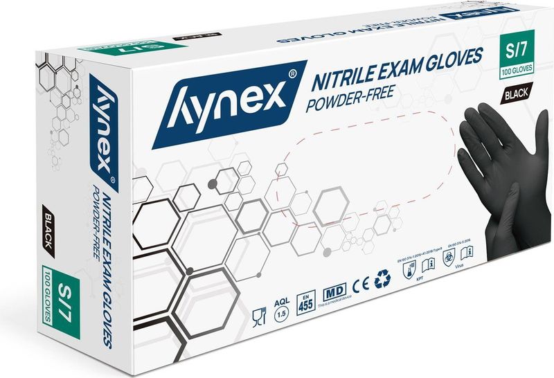 Hynex Nitril handschoenen maat S zwart 100/doos 3,5gram poedervrij