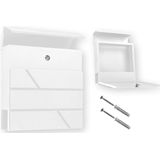 BRASQ Brievenbus Hangend Deluxe Wit - Wandbrievenbus met krantenvak en Slot - Met krantenvak - RVS