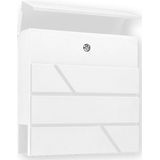 BRASQ Brievenbus Hangend Deluxe Wit - Wandbrievenbus met krantenvak en Slot - Met krantenvak - RVS