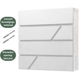 BRASQ Brievenbus Hangend Deluxe Wit - Wandbrievenbus met krantenvak en Slot - Met krantenvak - RVS