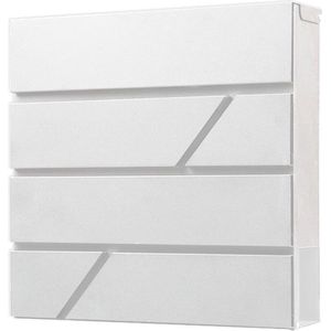 BRASQ Brievenbus Hangend Deluxe Wit - Wandbrievenbus met krantenvak en Slot - Met krantenvak - RVS