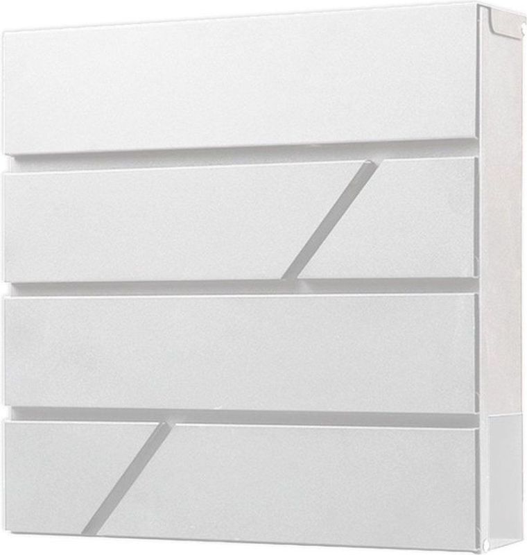 BRASQ Brievenbus Hangend Deluxe Wit - Wandbrievenbus met krantenvak en Slot - Met krantenvak - RVS