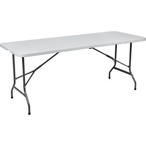 BRASQ Inklapbare Tafel FC180 - 180x70x74cm (LxBxH) - Camping/Vouwtafel - Weerbestendig - Wit
