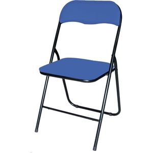 BRASQ Klapstoel Blauw Zwart - Vouwstoel - Opvouwbare stoel 43x38x78 cm - PVC - Eettafelstoel