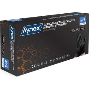 Hynex Diamond Nitril wegwerphandshoenen maat M - Zwart 8,0 gr PF met Extra Grip - 50 stuks