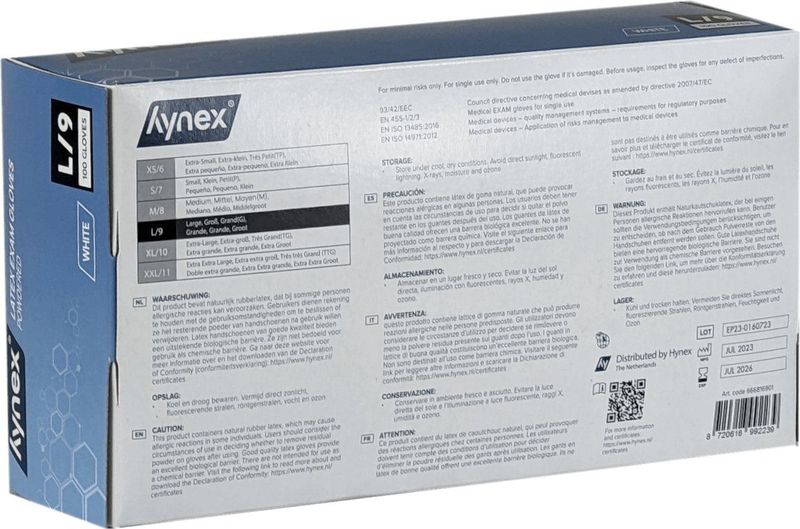 Hynex - Latex Wegwerphandschoenen - Wit - Gepoederd - 100 Stuks