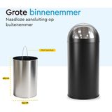 BRASQ - Push Bin - Prullenbak - Zwart - 30 Liter - Met Uitneembare Afvalemmer