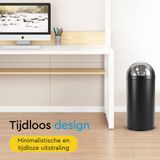 BRASQ - Push Bin - Prullenbak - Zwart - 30 Liter - Met Uitneembare Afvalemmer
