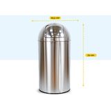 BRASQ - Push Bin - Prullenbak - RVS - 30 Liter - Vuilnisbak met Uitneembare Afvalemmer