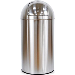 BRASQ - Push Bin - Prullenbak - RVS - 30 Liter - Vuilnisbak met Uitneembare Afvalemmer