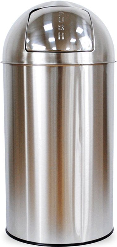 BRASQ - Push Bin - Prullenbak - RVS - 30 Liter - Vuilnisbak met Uitneembare Afvalemmer