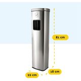 BRASQ Staande Asbak RVS - Buiten Asbak met 20 Liter Afvalbak - Rookpaal - Prullenbak met Asbak