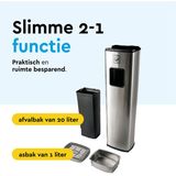 BRASQ Staande Asbak RVS - Buiten Asbak met 20 Liter Afvalbak - Rookpaal - Prullenbak met Asbak