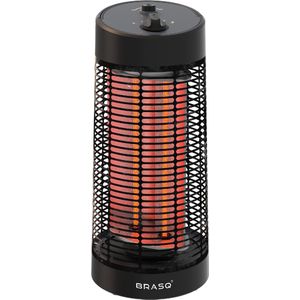 BRASQ Elektrische Terrasverwarmer staand – Tafelmodel - 1200 watt - 2 Warmtestanden – met Zwenkfunctie - Infrarood Heater – Spatwaterdicht - Verwarming Voor Binnen en Buiten - Zwart